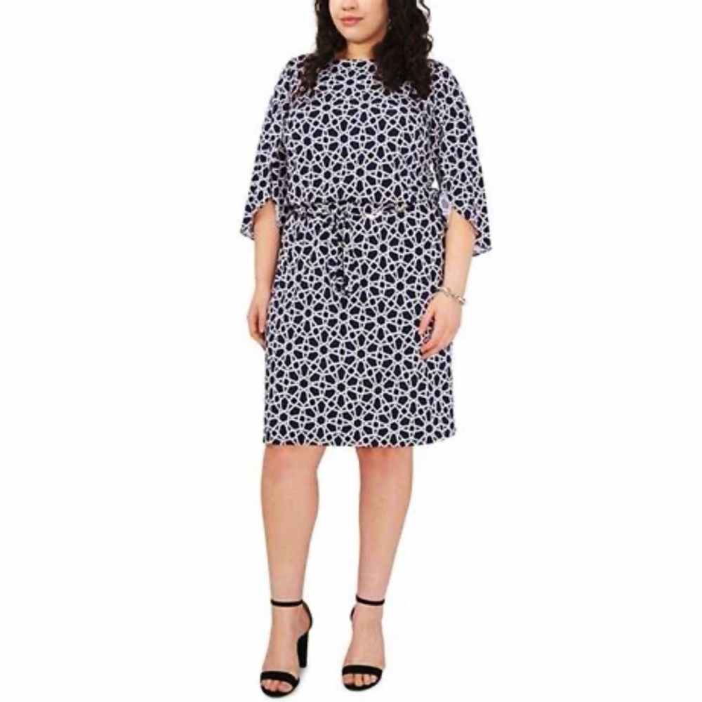 Chaus Navy Print Dress Size 2X - Picture 3 of 16